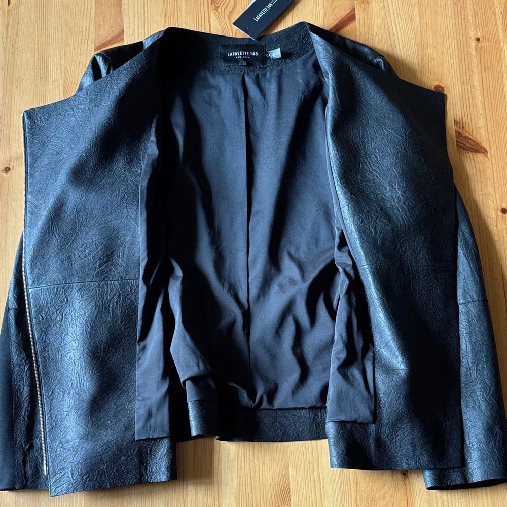 Lafayette 148 New York Black Leather Jacket - Picture 5 of 5